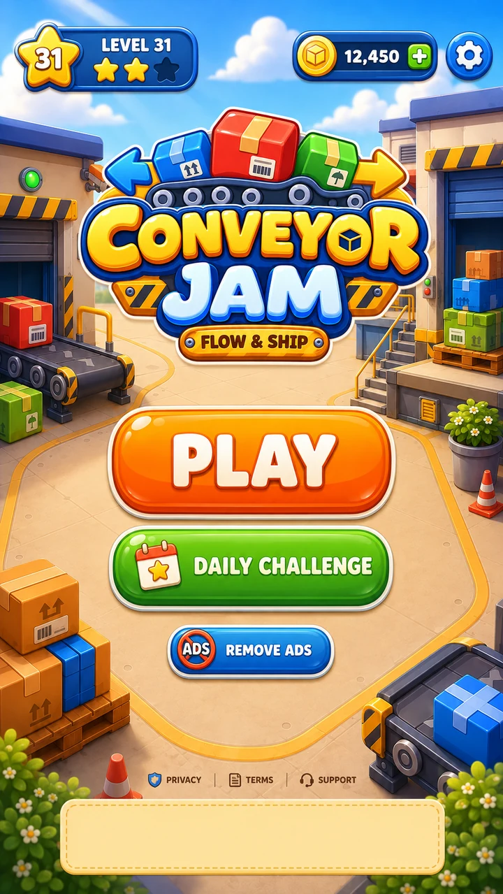 Conveyor Jam menu design preview
